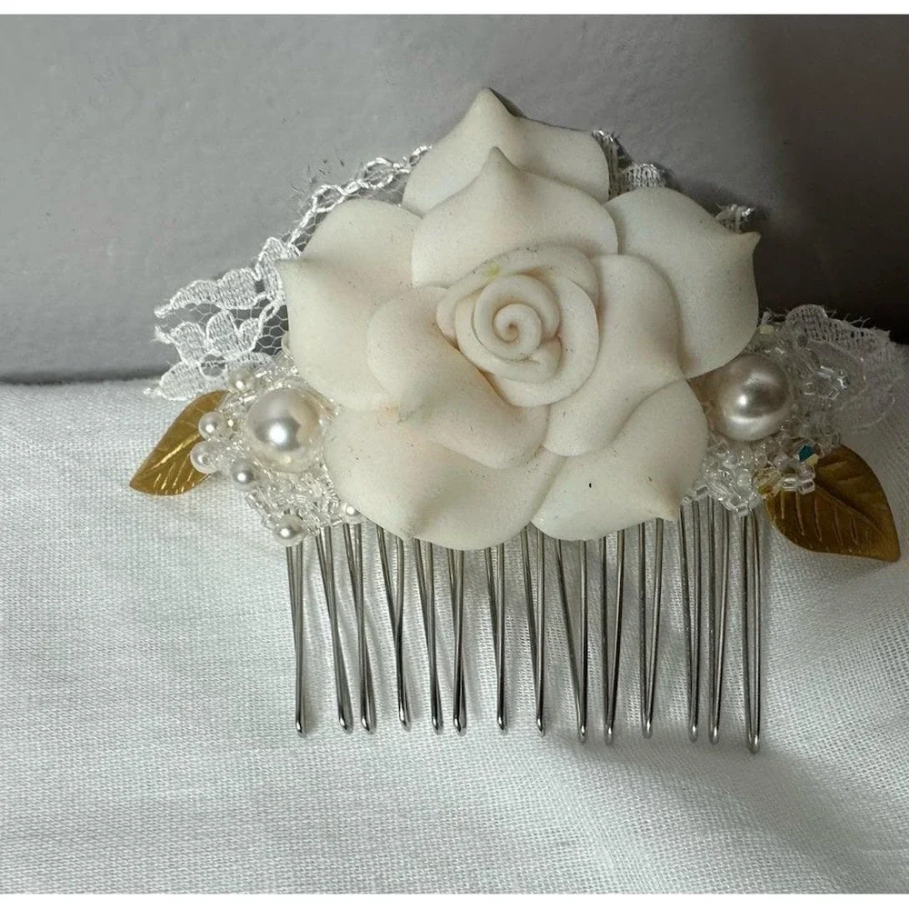 Hair Jewelry Combs Handmade Lot Of 15 Sparkle Prom Wedding Ceramic‎ Flowers